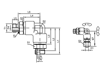 DG 208-R 90°滾珠軸承雙旋轉(zhuǎn)接頭、PARKER接頭、PARKER卡套接頭